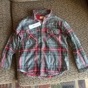 NWT - Peek Plaid Kids Shirt - Gray and Red